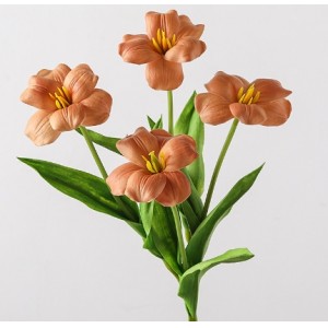 仿真花欧式 郁金香 PU手感全开大花翻瓣家居软装工程婚庆布景假花